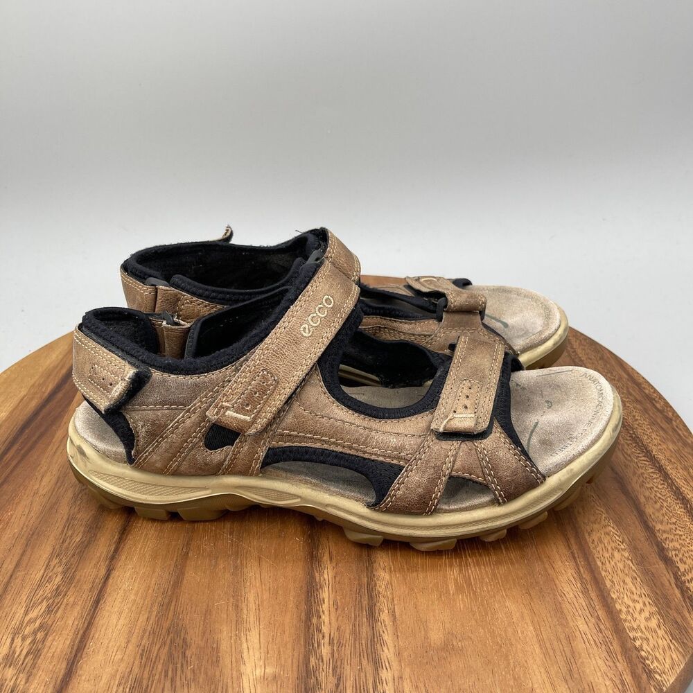 ECCO Yucatan Sandals Mens Size 9 / 43 Brown Leather Trail Walking Comfort Hiking